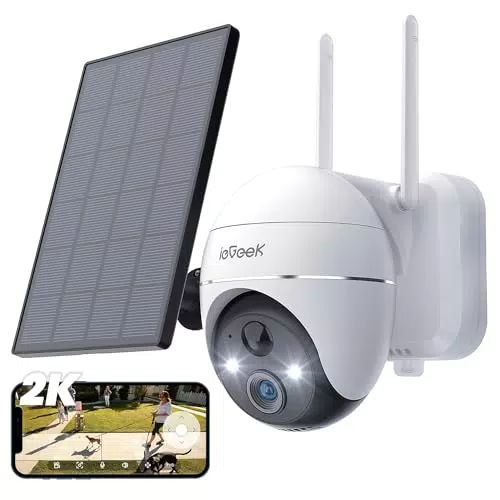 Caméra de Surveillance WiFi Extérieure sans Fil Solaire ieGeek avec Vision Nocturne Couleur
