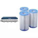 Bâche de Protection Intex pour Piscine Rectangulaire Tubulaire & Lot de 3 Cartouches de Filtration