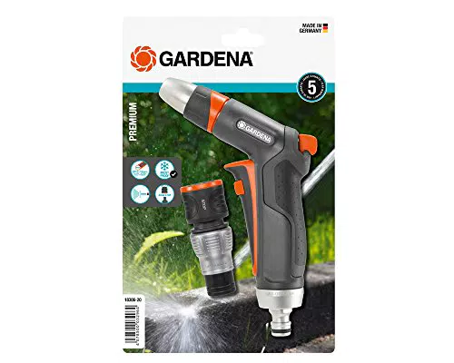 Pistolet de nettoyage Premium Gardena: robuste et raccord d'arrêt d'eau