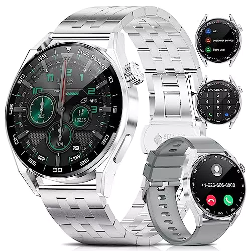 Montre Connectée Intelligente LIGE Homme avec Appel Bluetooth, Smartwatch 1.39" Voix Fréquence Cardiaque Sommeil SpO2, IP68 Étanche Podomètre, Compatible Android iOS