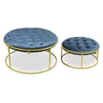 Ensemble Poufs et Bancs en Velours Bleu - Menzzo