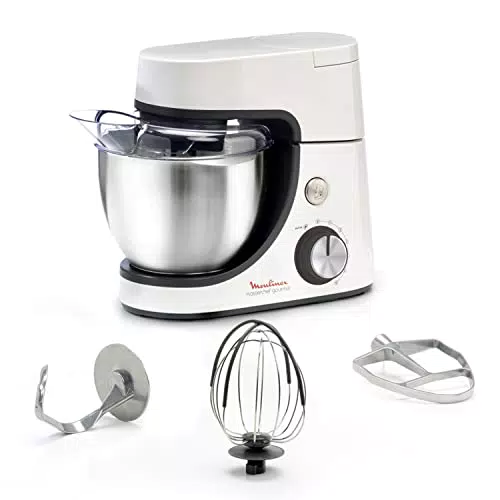 Robot pâtissier Moulinex Masterchef Gourmet, Capacité 4,6 L, 8 vitesses, Technologie Fouet Whisk, Batteur pétrin aluminium, 1100 W.