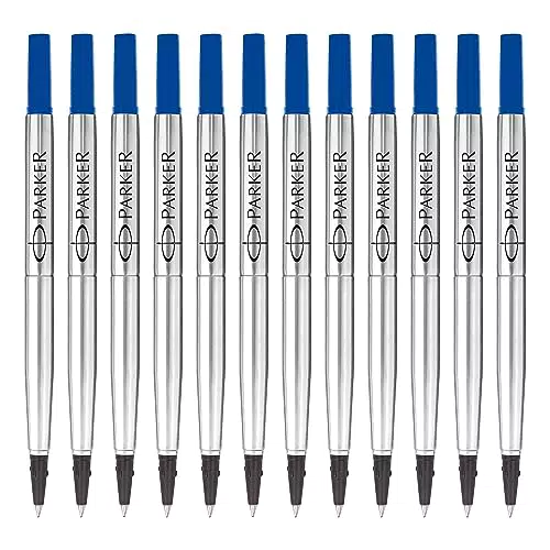 Recharges pour stylo roller Parker, pointe fine, encre bleue QUINK