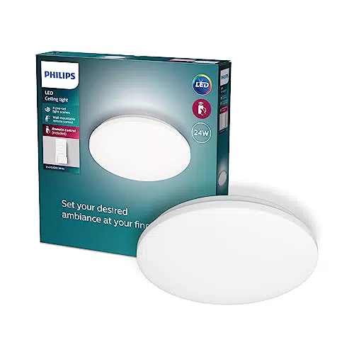 Lustre Philips Izso Aio 28W avec Télécommande sans Fil - Lumière Blanche