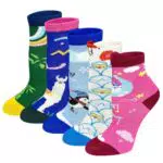 Chaussettes Fille Enfant en Coton Motif Chat Fantaisie - Taille 27-30