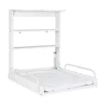 Table à Langer Murale Pliante en Bois Laqué Blanc avec Matelas de Change et 2 Étagères Pratiques