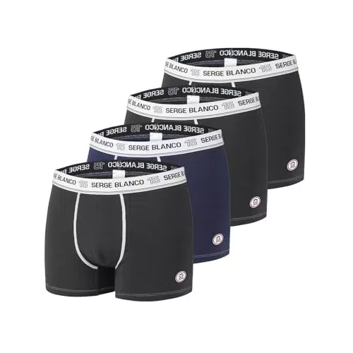 Serge Blanco Caleçon Homme Coton, Boxer Homme, Ultra-doux
