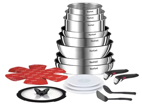 Ensemble de Batterie de Cuisine Tefal Ingenio en Acier Inoxydable - Induction - Lave-vaisselle - Garantie 5 ans