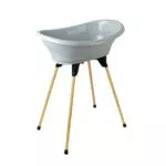 Kit Baignoire Bébé ThermoBaby Vasco - Pied En Bois & Tuyau De Vidange - Pliable & Stable - Fabriqué En France