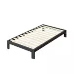 Lit Zinus Arnav 90x190 cm - Cadre de Lit Plateforme Métal avec Lattes Bois - Noir