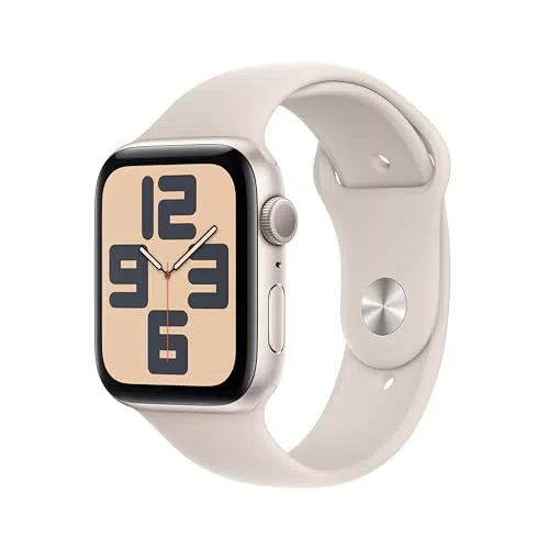 Montre connectée Apple Watch SE 2ᵉ génération - GPS 44 mm en aluminium avec Bracelet Sport lumière stellaire - Suivi activité physique et sommeil, détection accidents.