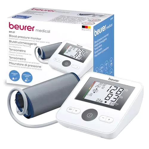 Tensiomètre Électronique Beurer BM 27 au Bras - Contrôle de Positionnement, Écran Lisible, Détection Arythmie Cardiaque