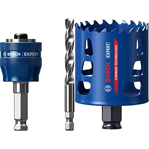 Adattateur système de scie trépan Bosch Professional Power Change Plus + Scie trépan Expert Tough Material (Bois avec métal)