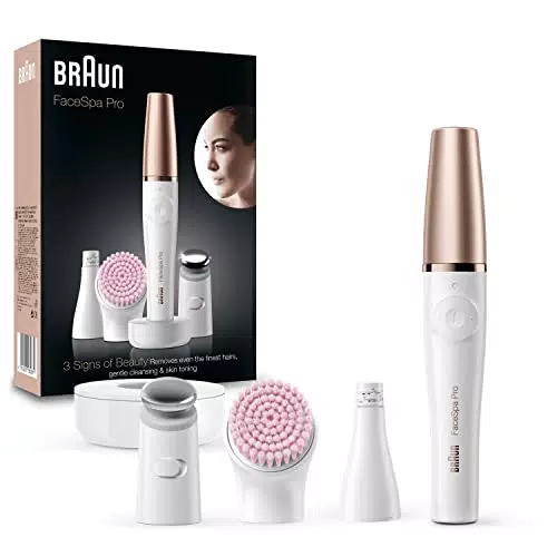 Épilateur Visage Braun FaceSpa Pro SE912 Tout-en-Un, Brosse Nettoyante et Tête Raffermissante