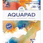 Bloc Encollé Clairefontaine Goldline Aquapad A3 - Papier Aquarelle Blanc Grain Moyen Fin