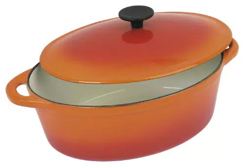 Crealys Cocotte Grand Chef en Fonte Émaillée Ovale 9 Litres