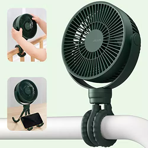 JISULIFE Ventilateur Poussette Flexible 4000 mAh avec 4 Vitesses et Rotation 720°