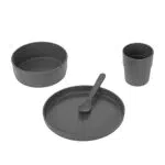 Set de vaisselle pour enfants LÄSSIG sans mélamine ni BPA, compatible lave-vaisselle et micro-ondes - Uni anthracite