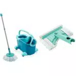 Leifheit Clean Twist Disc Mop Ergo avec Seau, Manche Télescopique et Chariot