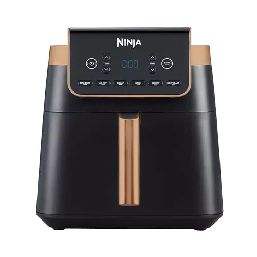Friteuse à Air NINJA MAX PRO 6,2 L avec Grand Tiroir - Multifonction: Rôtir, Cuire au Four, Frire sans Huile - Familial et Antiadhésif - Compatible Lave-vaisselle - Noir.
