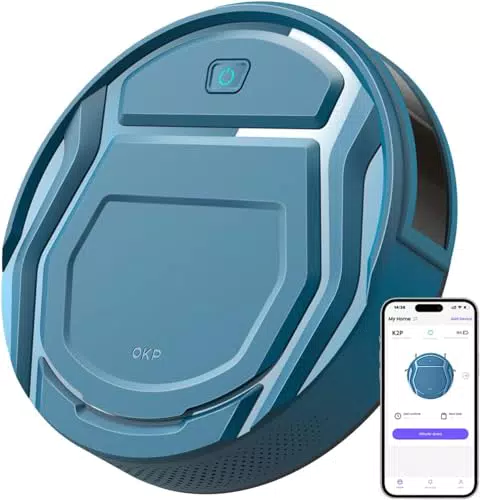 Aspirateur Robot OKP à Forte Aspiration 3000 Pa - Auto-Charge Intelligente - Autonomie 150 Min - Wi-Fi/App/Voice Control - Tapis & Sols Durs