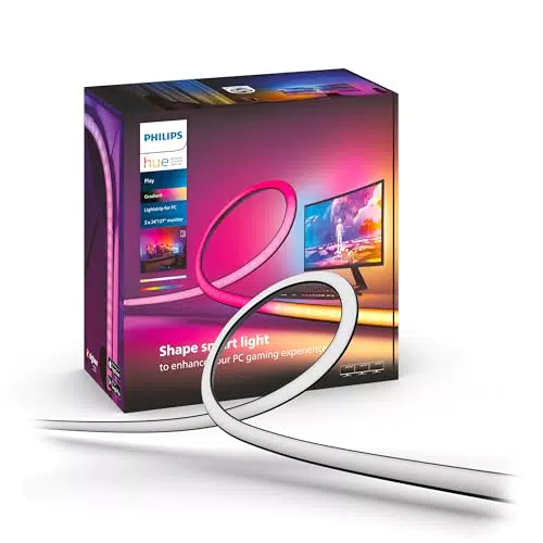 Bande lumineuse Philips Hue Play pour écrans de 24-27 pouces, synchronisation jeu-lumière avec Hue Sync - Compatible avec Alexa, Google Assistant et Apple Homekit.