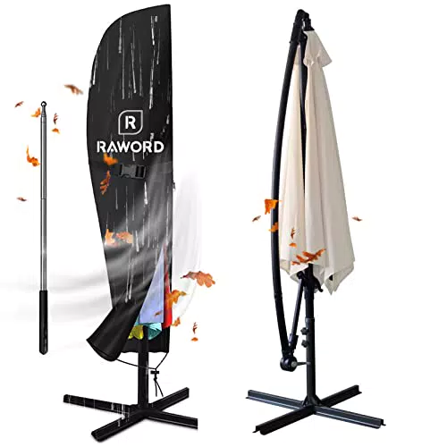 Raword Parasol Déporté en Tissu Oxford 420D Imperméable avec Fermeture Éclair