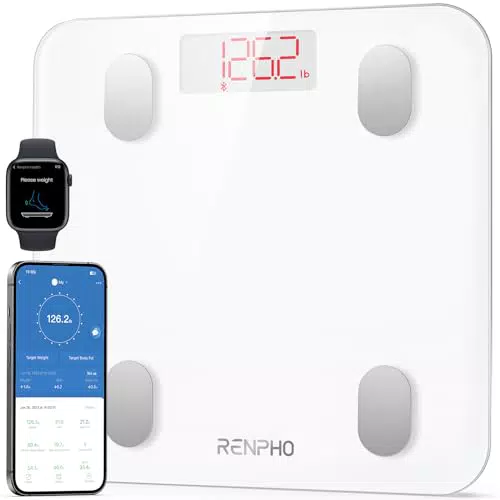 RENPHO Balance Pèse Personne Électronique, Pèse Personne Impédancemètre Rechargeable USB