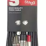 Stagg Câble double RCA mâle vers XLR mâle - Modèle STC3CMXM 3 m