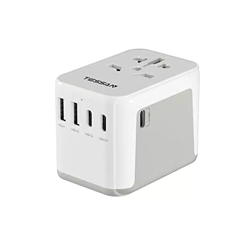 TESSAN Adaptateur Prise Universelle de Voyage avec USB et Type C - International
