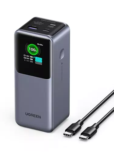 Batterie Externe UGREEN Nexode 20000mAh Power Bank Charge Rapide 3 Ports PD QC 3.0 - Écran Numérique - Compatible avec MacBook Air iPad iPhone Galaxy