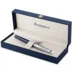 Stylo plume Waterman Hémisphère - Laqué gris métallique et bleu - Plume moyenne en acier inoxydable