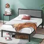 Lit Zinus Korey 160x200 cm avec Rangement Sous le Lit - Cadre Plateforme Métal Tête de Lit Capitonnée