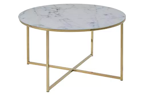 AC Design Table Basse Ronde Antje Ø 80 cm en Verre et Métal