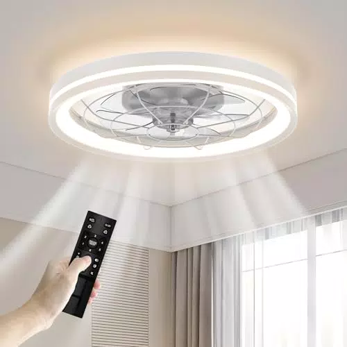 Airwit Ventilateur de Plafond Silencieux avec Lumière et Télécommande, Moderne