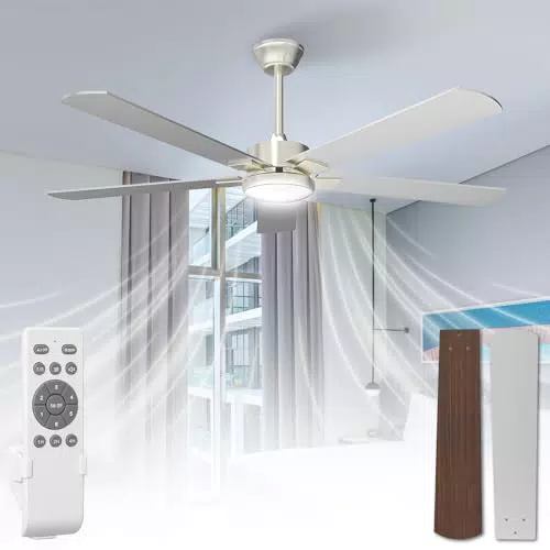 Aiwit Ventilateur Plafond Silencieux avec Lumière et Télécommande, Moteur DC Réversible