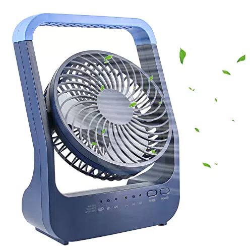 Ventilateur USB Rechargeable 10000 mAh - 4 Vitesses - Pivotant à 180° - Lumière LED - Minuterie