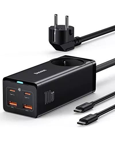 Baseus Chargeur USB C 100W GaN III avec Double USB C et 2 USB-A