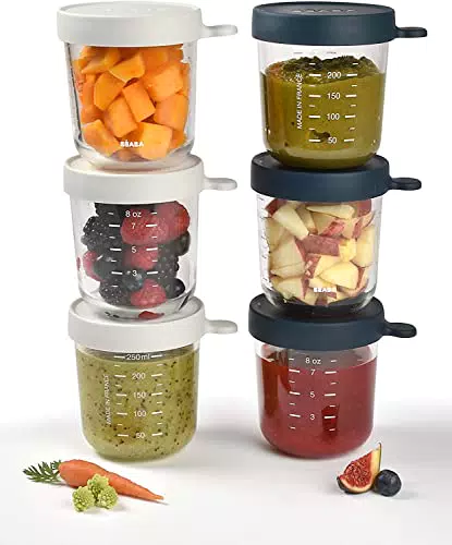 BÉABA, Coffret 6 Portions Conservation Repas Bébé/Verre Extra Résistant