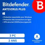 Bitdefender Antivirus Plus 2024 - Protection pour PC pendant 2 ans
