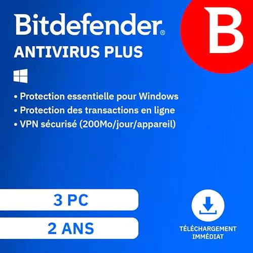 Bitdefender Antivirus Plus 2024 - Protection pour PC pendant 2 ans