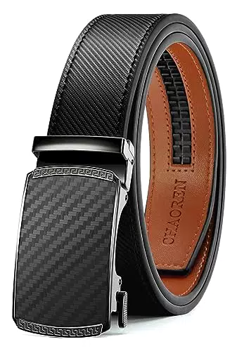 Ceinture Homme en Cuir avec Boucle à Cliquet Automatique - Largeur 35mm - Boîte Cadeau Incluse