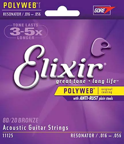 Cordes Elixir® Bronze 80/20 pour guitare acoustique à résonateur POLYWEB®