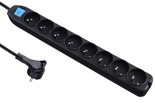 Bloc Prises avec Interrupteur Electraline & Unitec Multiprise 3 Prises Blanc