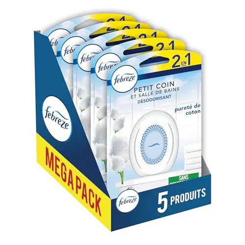 Febreze Petit Coin Désodorisant Continu Pureté de Coton pour Éliminer les Odeurs
