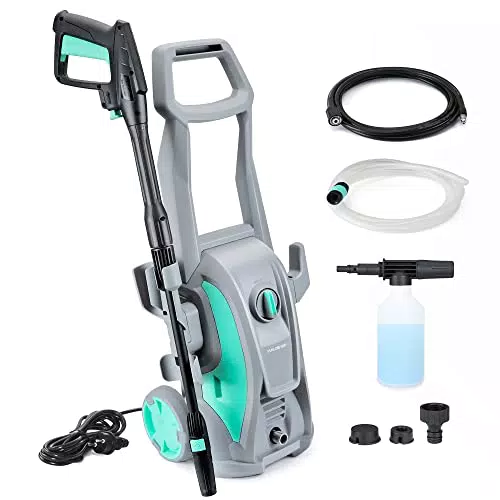 HAUSHOF Nettoyeur Haute Pression 1600W, 135 Bars, Idéal pour Voiture et Jardin