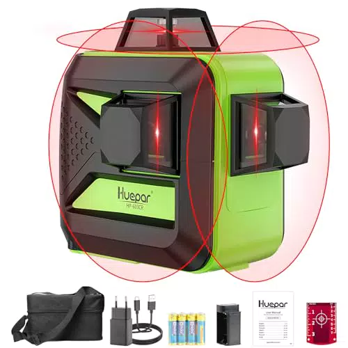 Huepar 603CR Niveau Laser Auto-nivellement avec Mode Pulsé, 20m de portée