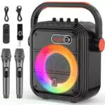 JYX Machine de karaoké professionnelle avec microphones sans fil et support TWS/AUX/FM