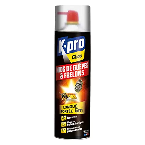 K.PRO Choc Spray Aérosol Anti-Nids de Guêpes et Frelons - Efficace à Distance