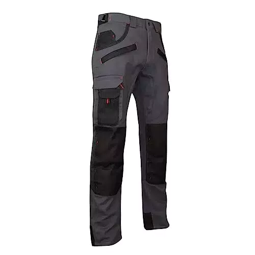 LMA 1261 Argile Pantalon avec Poches Genouillères, Gris Nuit/Noir